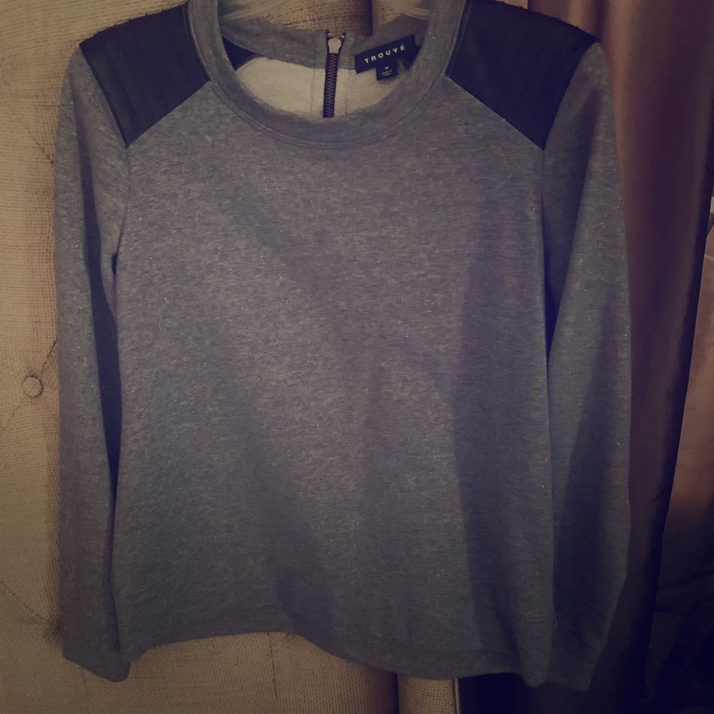 Trouve Sweatshirt with leather shoulders. Size M